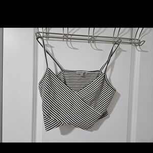 Charlotte Russe Black and White Striped Crop Top